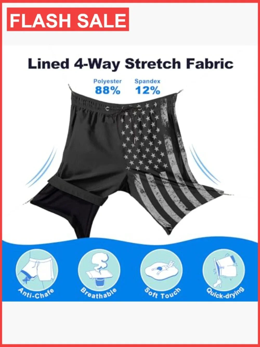 Mens Swim Trunks with Compression Liner 9